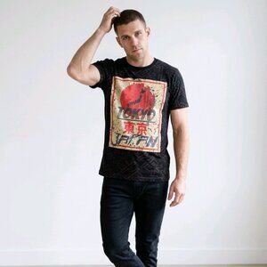 Launder Bailey Apparel Men's Medium Tokyo Japan Black Short Sleeve Tee Shirt